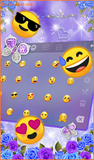 Purple Rose Diamond Butterfly Keyboard screenshot