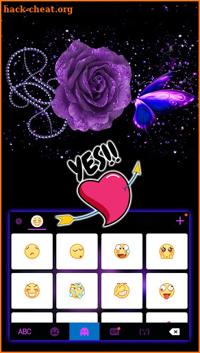 Purple Rosy Black Keyboard Background screenshot