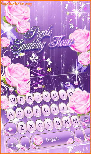 Purple Sparkling Flower Keyboard Theme screenshot