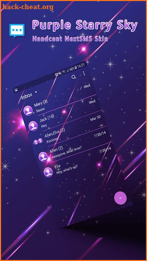 Purple Starry Sky Skin for Next SMS screenshot