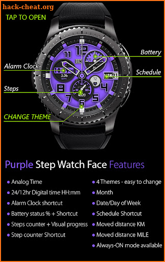 Purple Step Watch Face screenshot