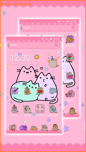 Pusheen Cat Lovely Pink Theme screenshot