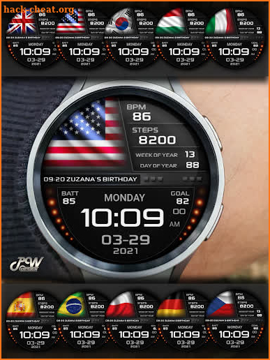 PWW61 - Digi FLAGS Watch Face screenshot