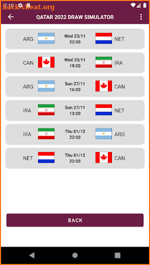 Qatar 2022 draw simulator screenshot