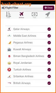 Qatar Airlines screenshot