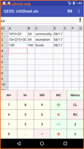 QESS pro - Quick Entry Spread Sheet screenshot