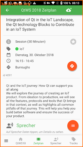 Qt World Summit 2018 Conference App screenshot