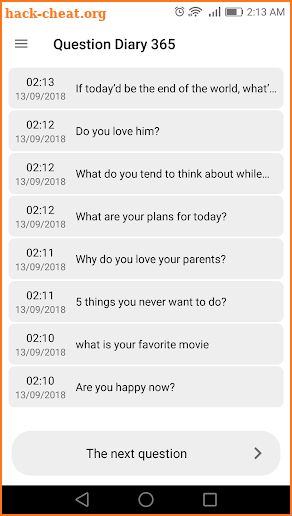 Question Diary 365: One self-reflection question screenshot