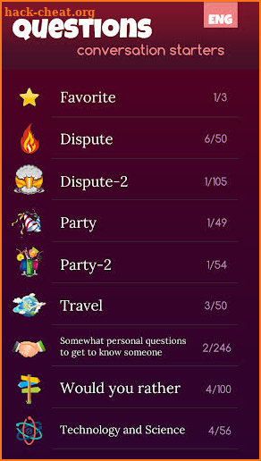 Questions. Conversation starters screenshot