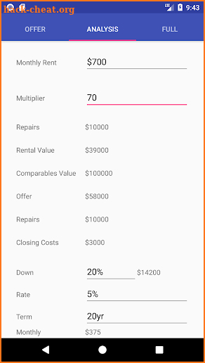 Quick Sell Real Estate Calculator screenshot