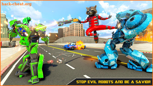 Raccoon Bike Robot : Mega Robot Transforming Games screenshot