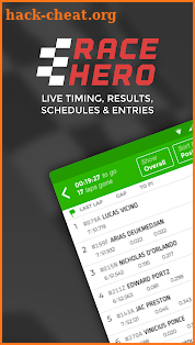 RaceHero Live Timing & Results screenshot