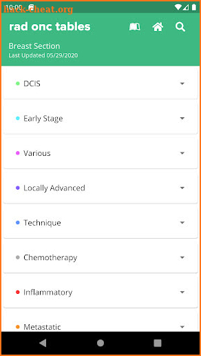 Rad Onc Tables screenshot