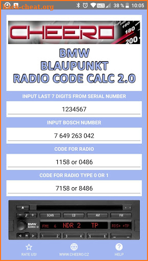 RADIO CODE CALC FOR BMW BUSINESS BAVARIA REVERSE screenshot