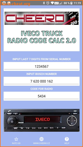 RADIO CODE CALC FOR IVECO TRUCK - NO LIMIT screenshot