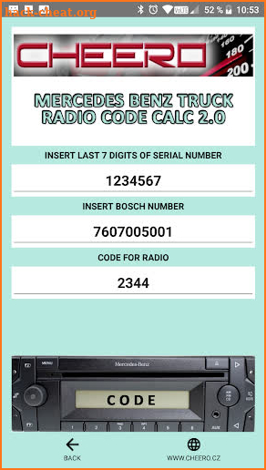 RADIO CODE CALC FOR MERCEDES BENZ TRUCK - NO LIMIT screenshot