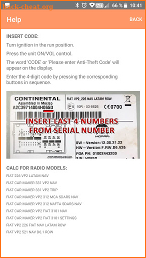 RADIO CODE FOR FIAT CONTINENTAL VP1 VP2 MEXICO screenshot