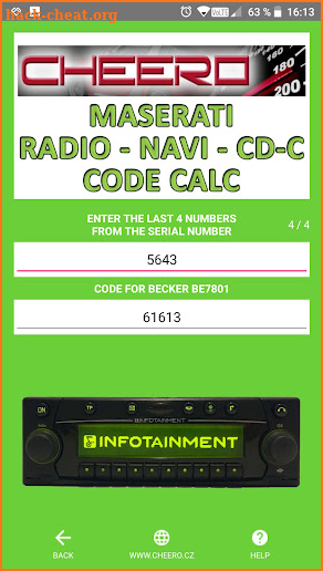 RADIO CODE for MASERATI screenshot