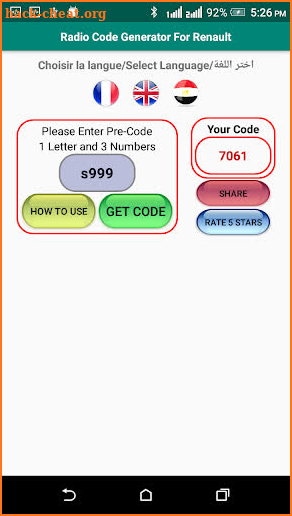 Radio Code Generator For Renault screenshot