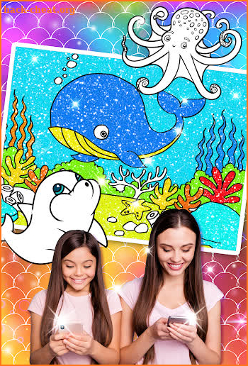 Rainbow Glitter Coloring Book: Dolphin Waterpark screenshot