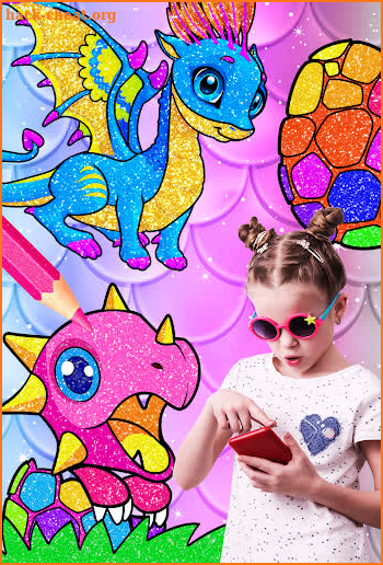 Rainbow Glitter Coloring Book Dragons screenshot