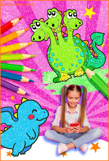 Rainbow Glitter Coloring Book Dragons screenshot