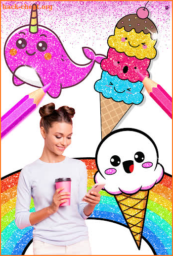 Rainbow Glitter Coloring Book Kawaii screenshot