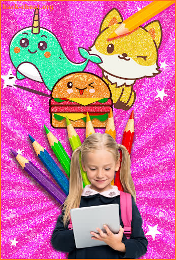 Rainbow Glitter Coloring Book Kawaii screenshot