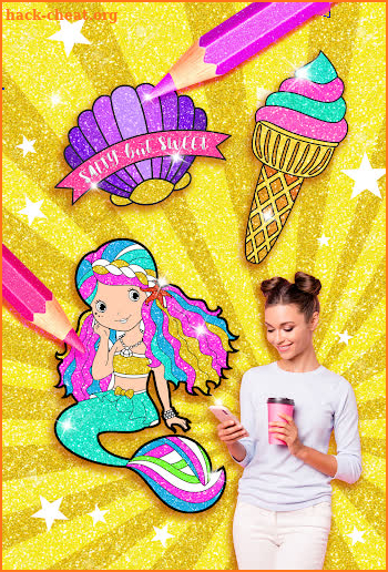 Rainbow Glitter Coloring Book Mermaids screenshot