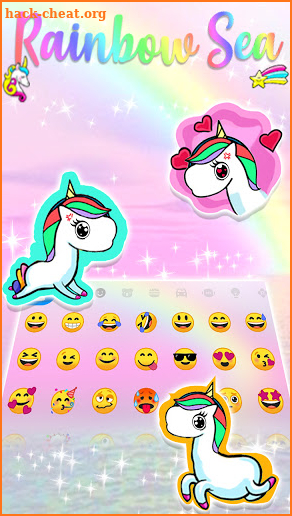 Rainbow Glitter Sea Keyboard Background screenshot