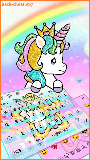 Rainbow Glitter Unicorn Keyboard Theme screenshot