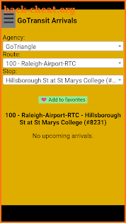 Raleigh Durham Triangle GoTransit Bus Tracker screenshot