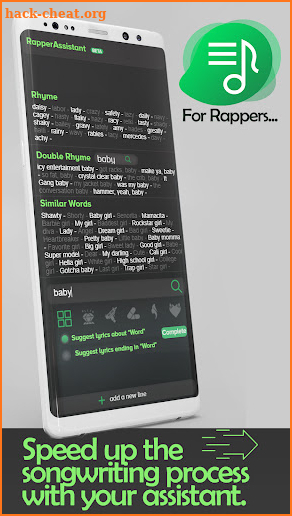 Rapper Lyric Writing Assistant screenshot