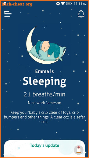 Raybaby non-contact sleep, breathing baby monitor screenshot