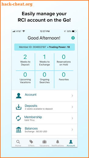 RCI Member App screenshot