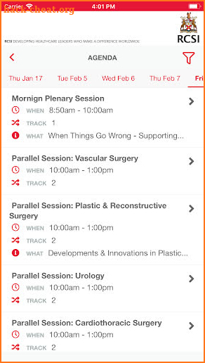 RCSI Events screenshot