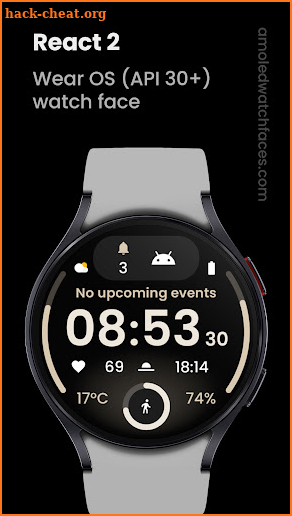 React 2: Wear OS watch face screenshot