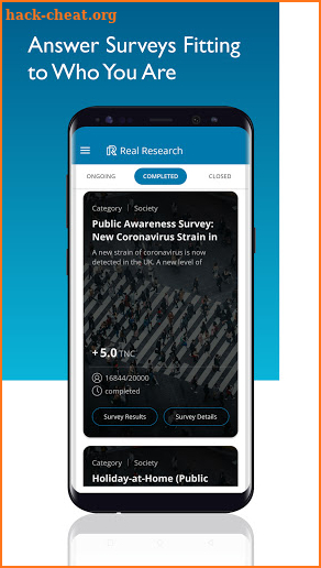 Real Research Survey App screenshot