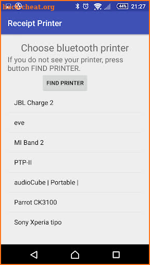 Receipt bluetooth printer screenshot