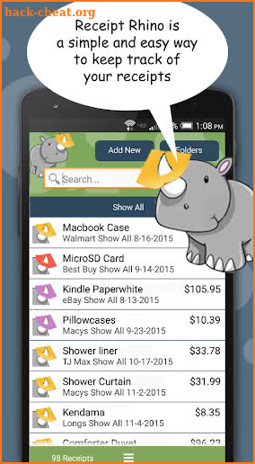 Receipt Rhino screenshot