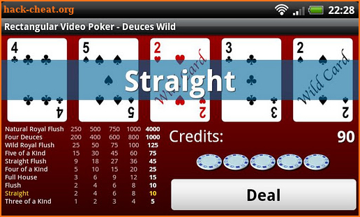 Rectangular Video Poker screenshot