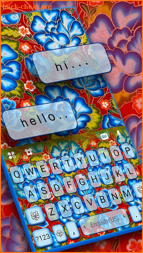 Red Blue Flowers Keyboard Background screenshot