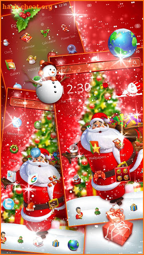 Red Christmas Santa Tree Theme screenshot