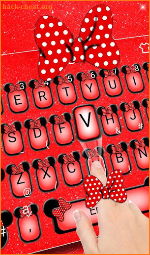 Red Cute Bowknot Glitter Minny Keyboard Theme screenshot