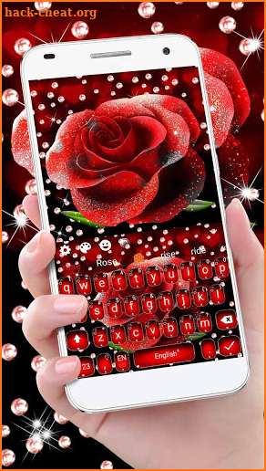 Red Glitter Rose Keyboard Theme screenshot