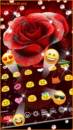 Red Glitter Rose Keyboard Theme screenshot