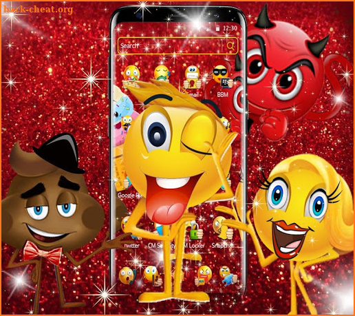 Red Glitter Struck Emoji Theme screenshot