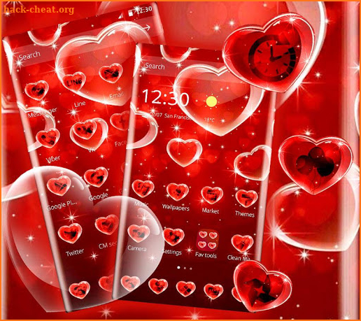 Red Heart Love Glitter Theme screenshot