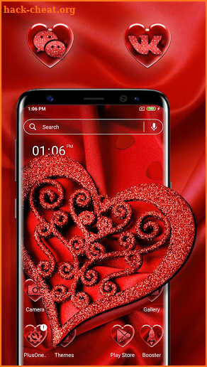 Red Love Heart Launcher Theme screenshot