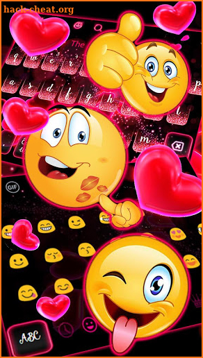 Red Love Heart Sparkling Keyboard Theme screenshot